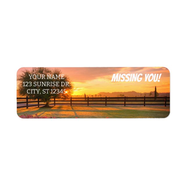MISSING YOU, SUNRISE RETURN ADDRESS LABEL (Front)