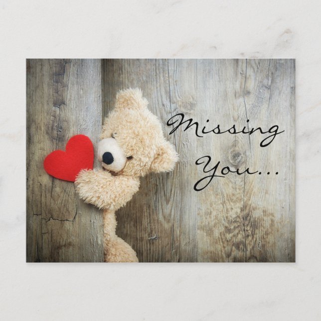 Missing you teddy bear postcard (Front)