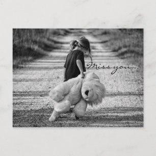 Missing you teddy bear postcard