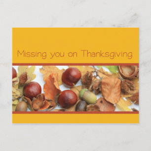 missing you  thanksgiving foliage holiday postcard