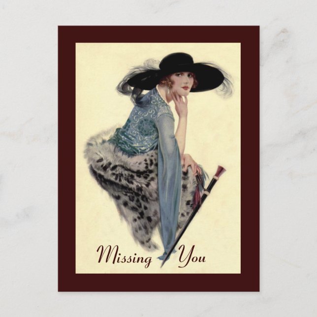 Missing You Twenties Glamor Postcard (Front)