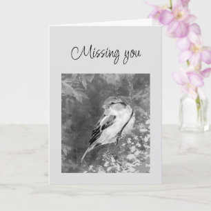 Missing you Watercolor Sparrow Bird in Forest Card