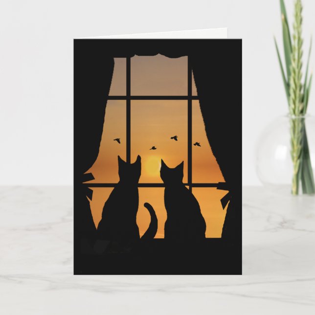 Missing You We Miss You Cats in Window Card (Front)