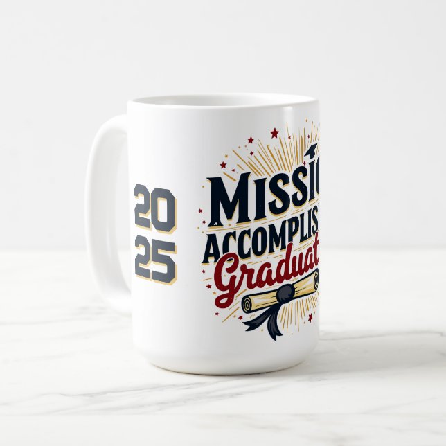 Mission Accomplished Graduate 2025 Mug (Front Left)