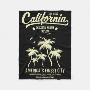 Mission Beach Ca 92109 Summer Vacation San Diego C Fleece Blanket
