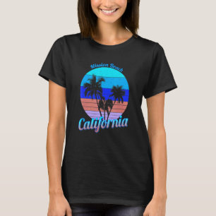 Mission Beach California Retro Palm Trees Beach Su T-Shirt