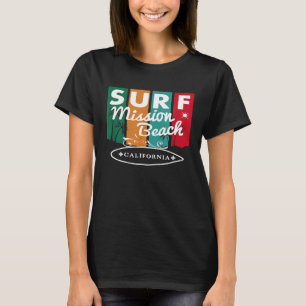 Mission Beach California Surf Surfboard Retro Vin T-Shirt