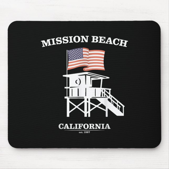 Mission Beach Shirt Retro San Diego California Bea Mouse Pad (Front)