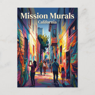 Mission District Murals on Balmy Alley California Postcard