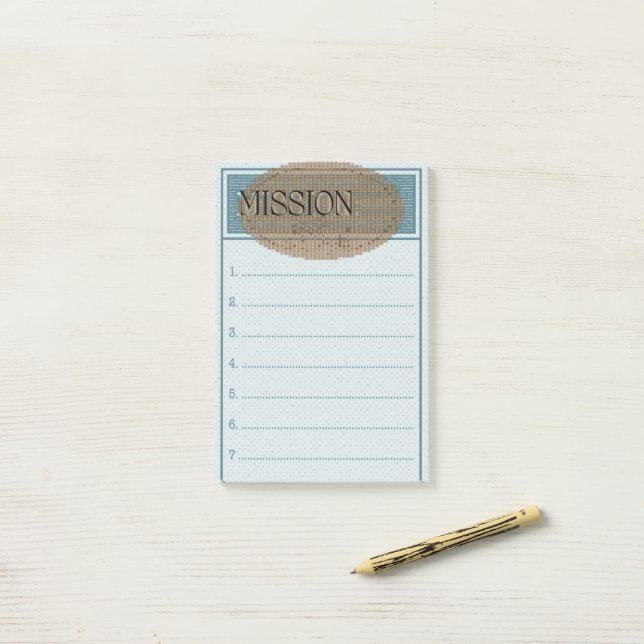 Mission goals post it note booklet (On Desk)