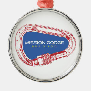 Mission Gorge San Diego Climbing Carabiner Metal Ornament