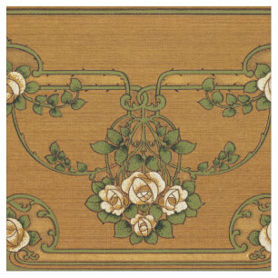 Mission or Art Nouveau Style Rose Bouquets Frieze Fabric