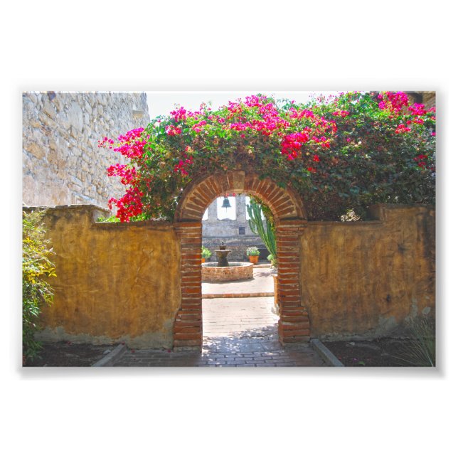 Mission San Juan Capistrano Courtyard Archway Photo Print (Front)