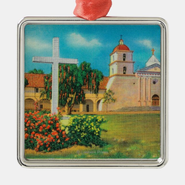 Mission Santa Barbara View Metal Ornament (Front)