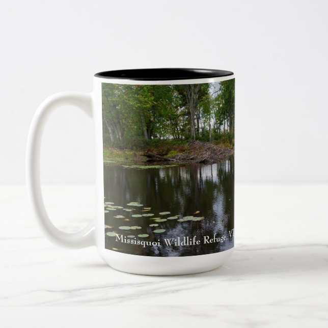 missisquoi river through wildlife refuge Two-Tone coffee mug (Left)