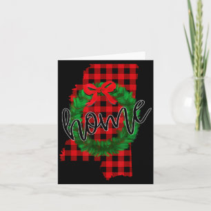 Mississip Buffalo Plaid Christmas Home Wreath Retr Card