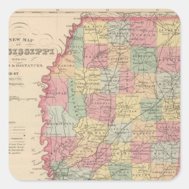 Mississippi 2 square sticker (Front)