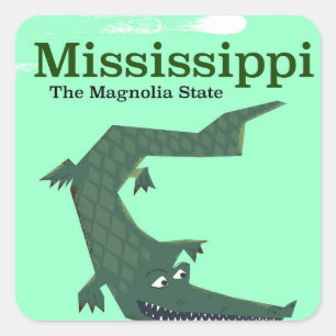Mississippi Alligator vintage travel poster Square Sticker