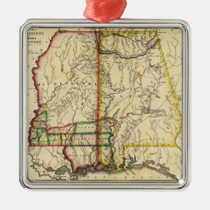 Mississippi and AlabamaPanoramic Map Metal Ornament