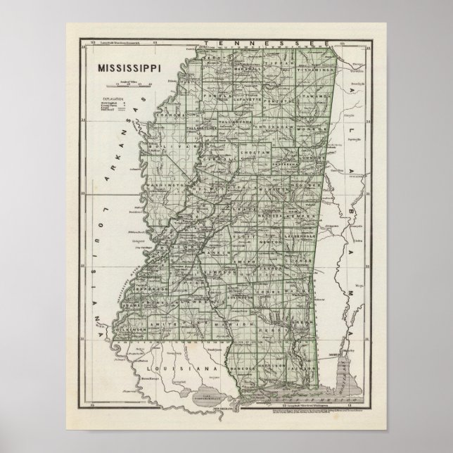 Mississippi Atlas Map Poster (Front)