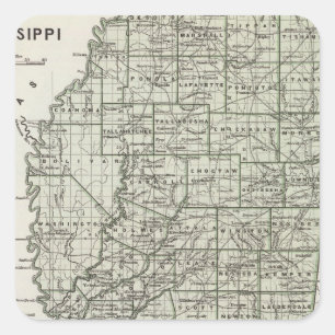 Mississippi Atlas Map Square Sticker