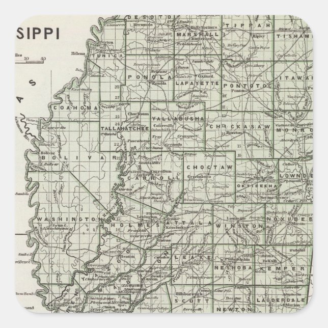 Mississippi Atlas Map Square Sticker (Front)