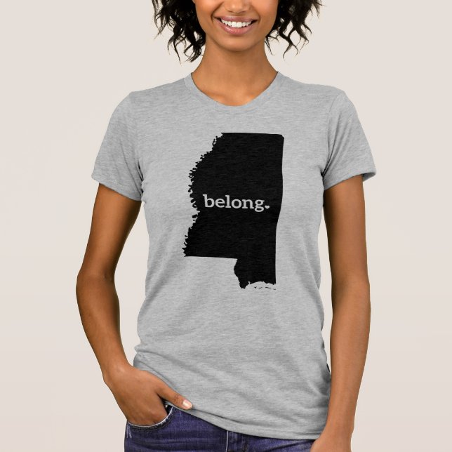 Mississippi Belong State Map T-Shirt (Front)