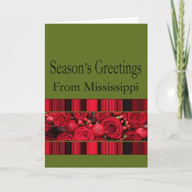 Mississippi  Christmas Card, state specific Holiday Card (Front)