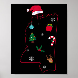 Mississippi Christmas Home Xmas Mississippi State  Poster