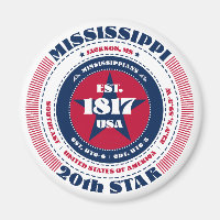 Mississippi Circle Typography Souvenir Magnet