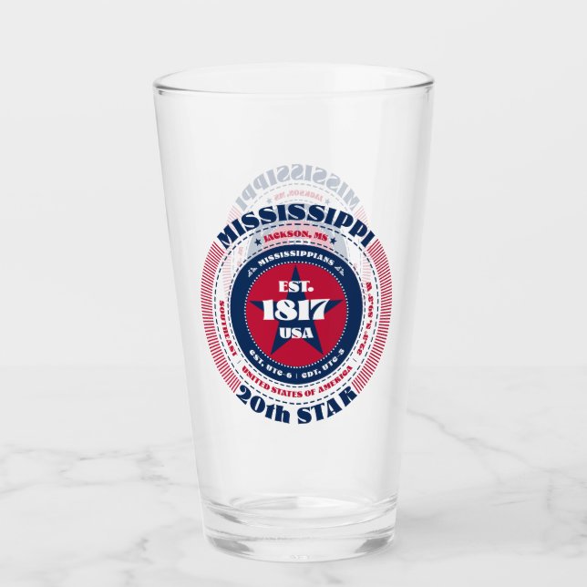 Mississippi Circular Typography Design Glass (Front)