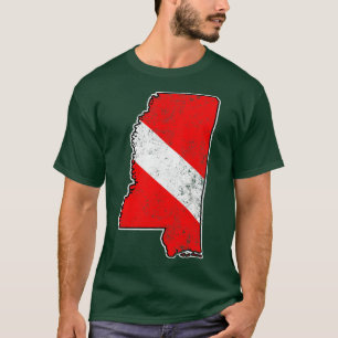 Mississippi Dive Flag Scuba Diving State Map Dive  T-Shirt