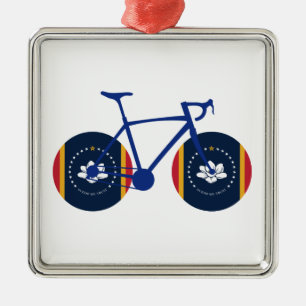 Mississippi Flag Cycling Metal Ornament