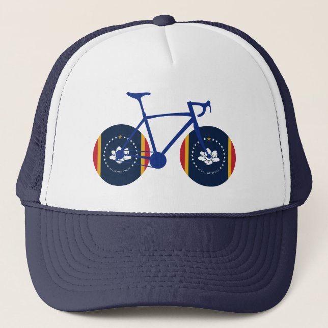 Mississippi Flag Cycling Trucker Hat (Front)