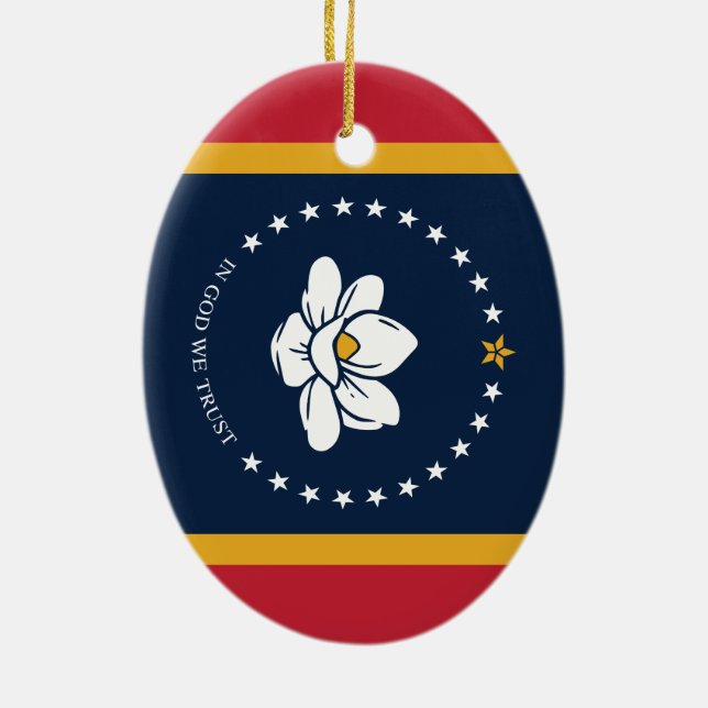 Mississippi Flag - New Magnolia Flag Ceramic Ornament (Back)
