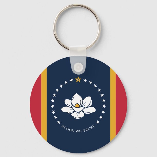 Mississippi Flag - New Magnolia Flag Key Ring (Front)