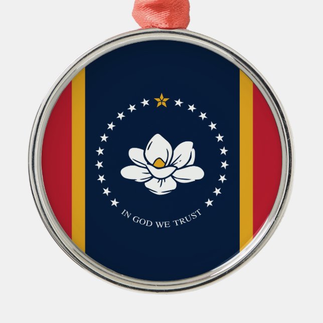 Mississippi Flag - New Magnolia Flag Metal Ornament (Front)