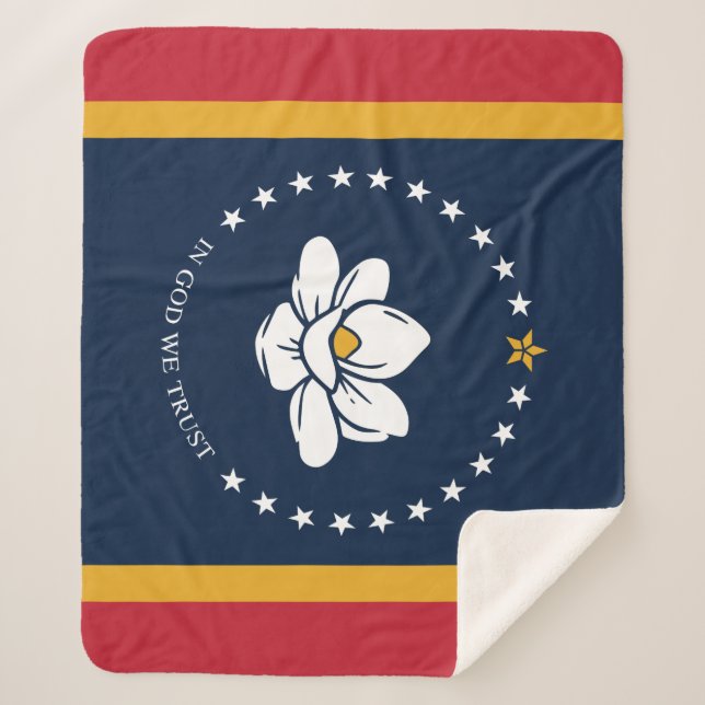 Mississippi Flag - New Magnolia Flag Sherpa Blanket (Front)