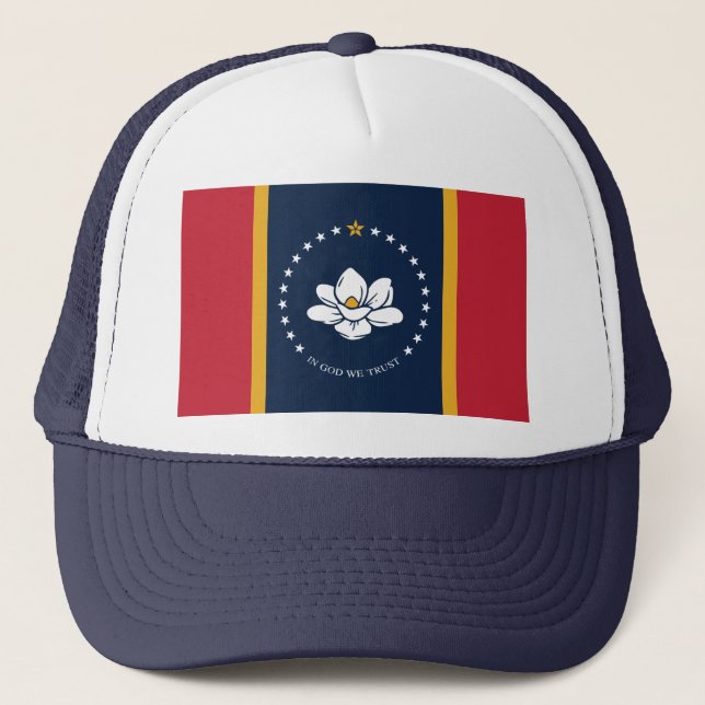 Mississippi Flag - New Magnolia Flag Trucker Hat (Front)