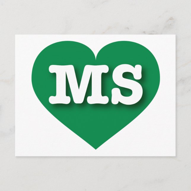 Mississippi Green Heart - I love MS Postcard (Front)