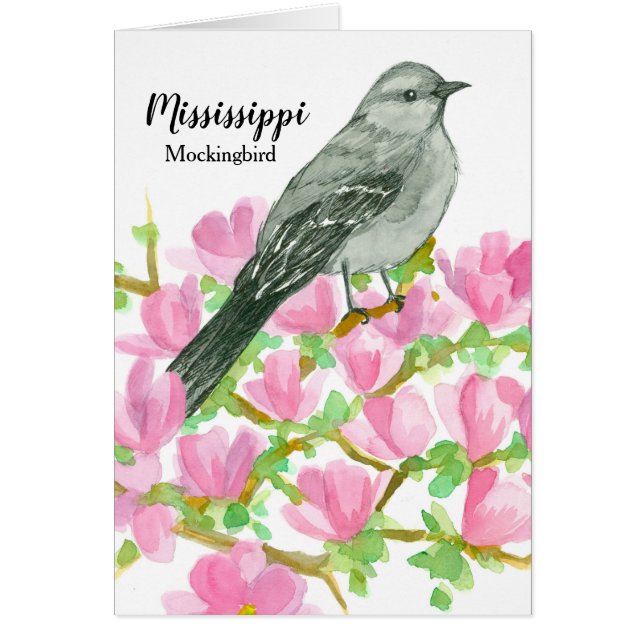 Mississippi Greetings Mockingbird Watercolor (Front)