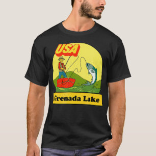 Mississippi Grenada Lake  USA Retro Fishing Gift  T-Shirt
