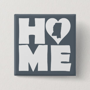 Mississippi Home Heart State Button Badge Pin
