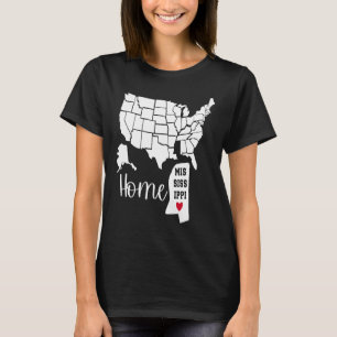Mississippi Home Love US State Map Silhouette T-Shirt