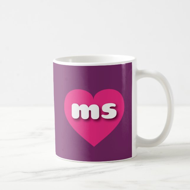Mississippi hot pink heart - I love ms Coffee Mug (Right)