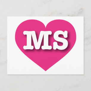Mississippi Hot Pink Heart - I love MS Postcard