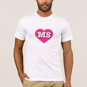 Mississippi Hot Pink Heart - I love MS T-Shirt