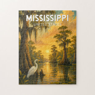 Mississippi Illustration Travel Art Vintage Jigsaw Puzzle