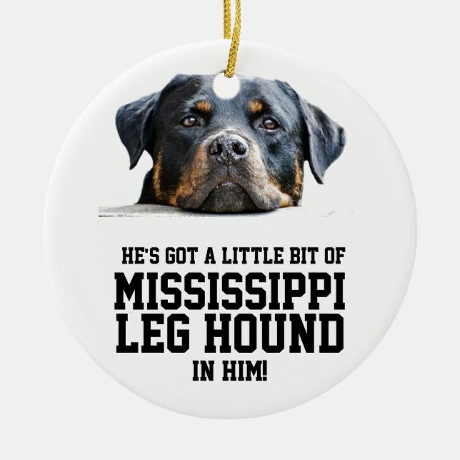 Mississippi Leg Hound Rottweiler Custom Dog Photo Ceramic Ornament (Front)
