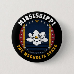 MISSISSIPPI MAGNOLIA STATE FLAG 6 CM ROUND BADGE